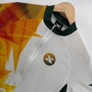 XTERRA Cycling Jersey Mens M White Bike Shirt Geometric Short Sleeve Zip Up